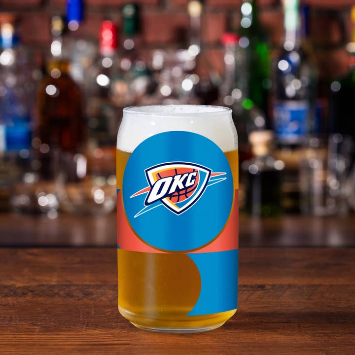 Rico Industries - Wholesale Beer Glass/Mug - NBA Basketball Oklahoma City Thunder 16-oz Can Shaped Glass1