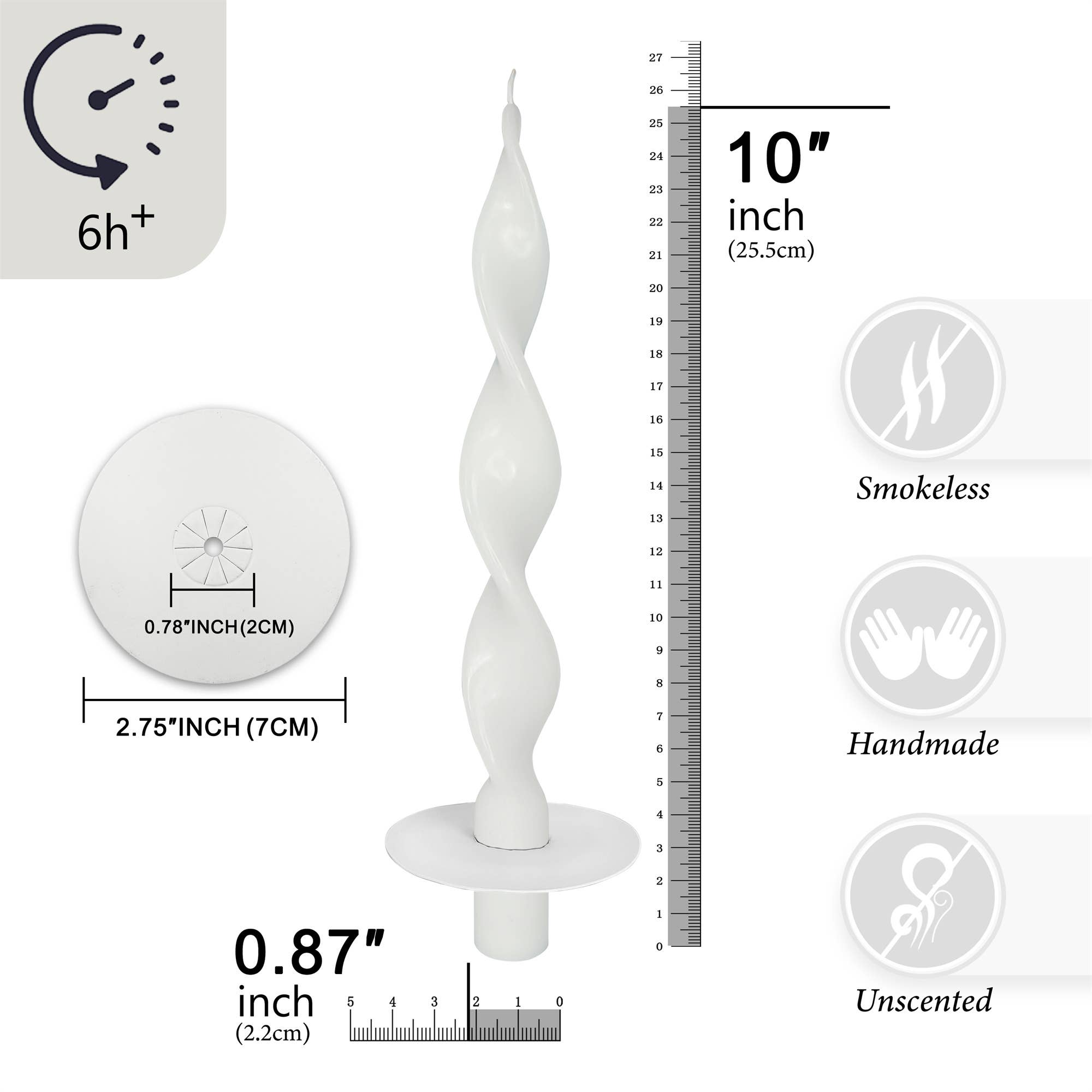 Candles Meta - Wholesale Tapered Candle/Candlestick - Drip-proof Type Handmade Spiral White Taper Candles Pack-21