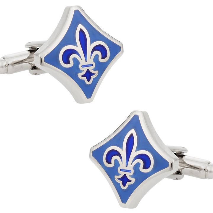 Blue Fleur De Lis Cufflinks for wholesale by Cuff-Daddy