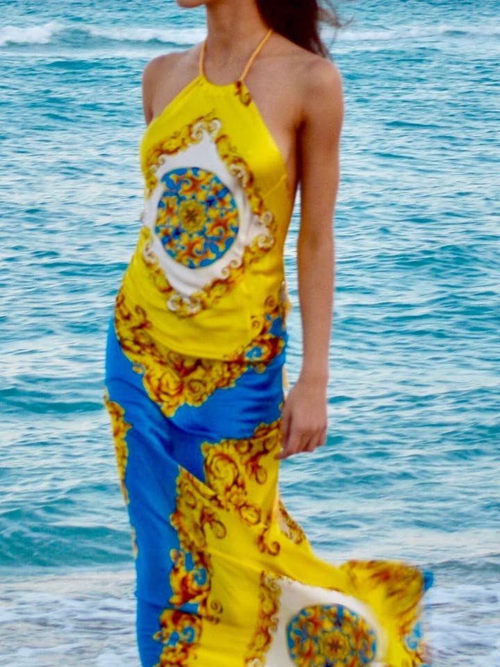Capri: azul y amarillo para venta al por mayor de Trisha Paterson Collection