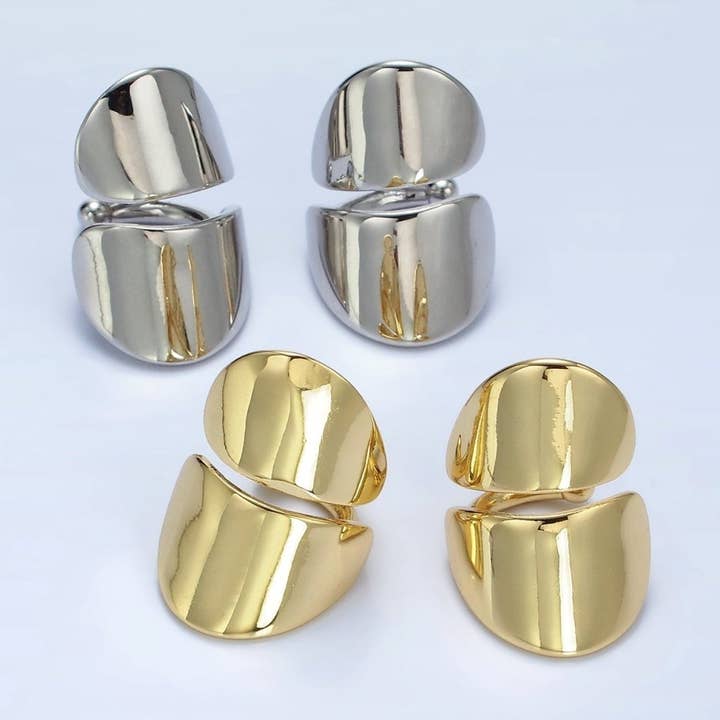 Brincos Ear Cuff de Par de Banda Dupla Larga em Ouro 14K Gold Filled em Ouro e Prata | AI159 AI160 por atacado de Aim Eternal