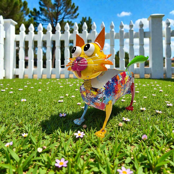 Colorful Enameled Metal Animal Planter w/ Abstract Print for wholesale by Continental Art Center