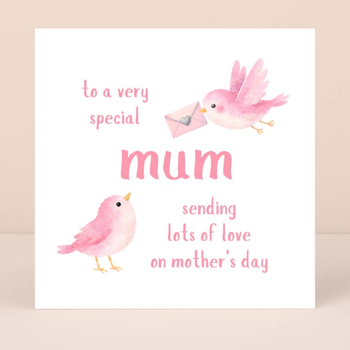 Petimo – wholesale Mother’s Day card – Sweet Hearts Special Mum Pink Birds Mother's Day Card1