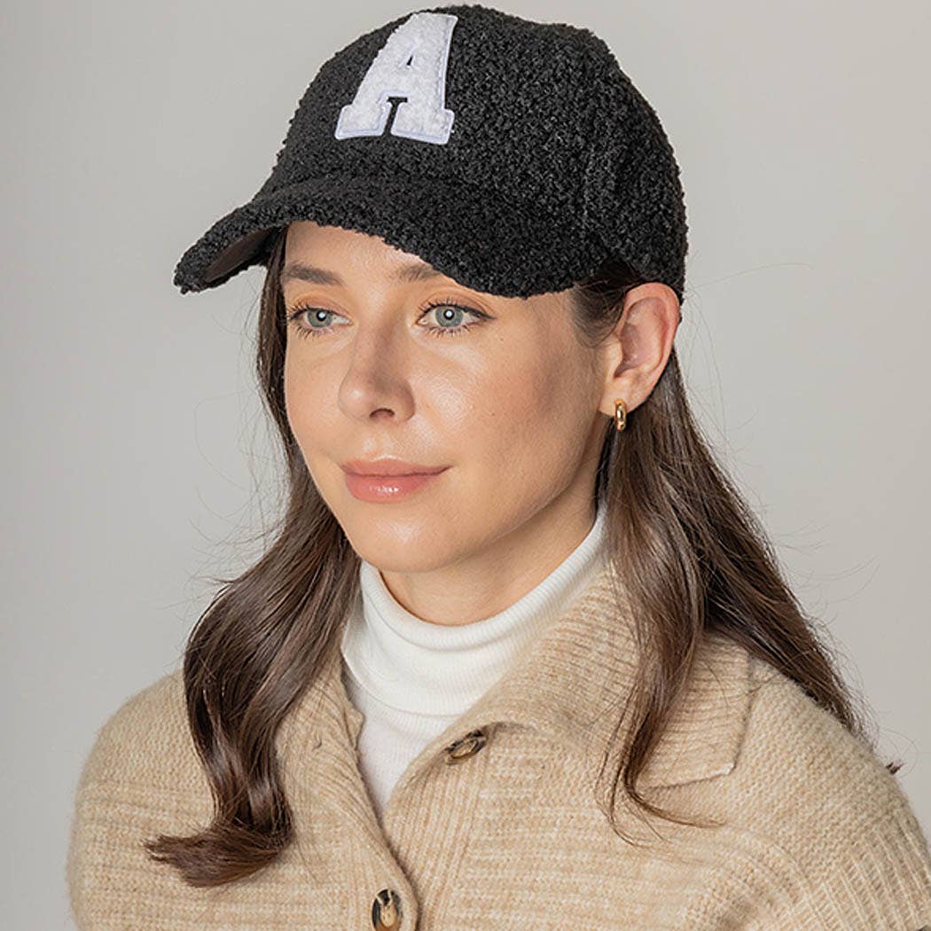 3AM BY H&D ACCESSORIES - Wholesale Baseball Cap - Women's - Letter A Sherpa Baseball Cap3
