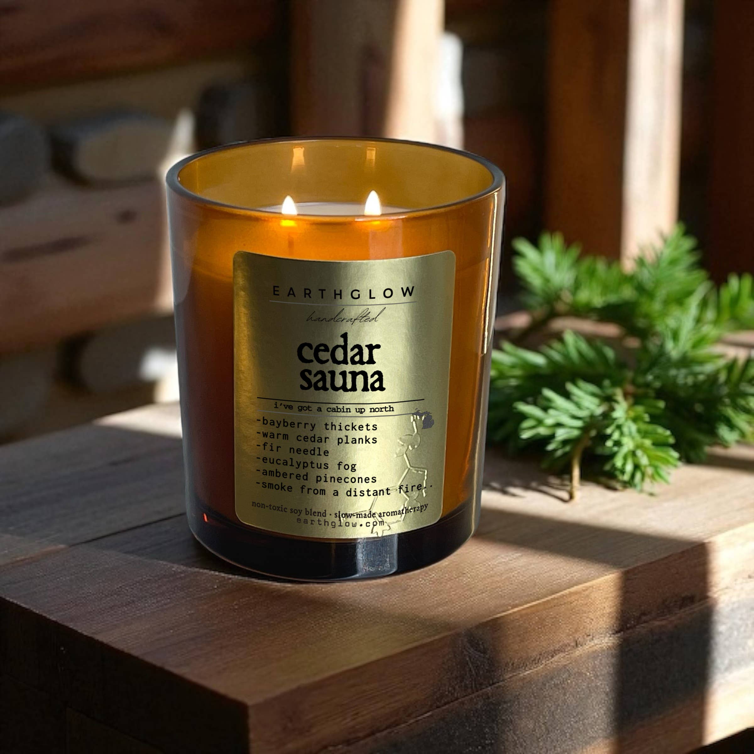 Earthglow - Wholesale Jar/Filled Candle - Cedar Sauna | 11 oz Natural Soy Blend Candle