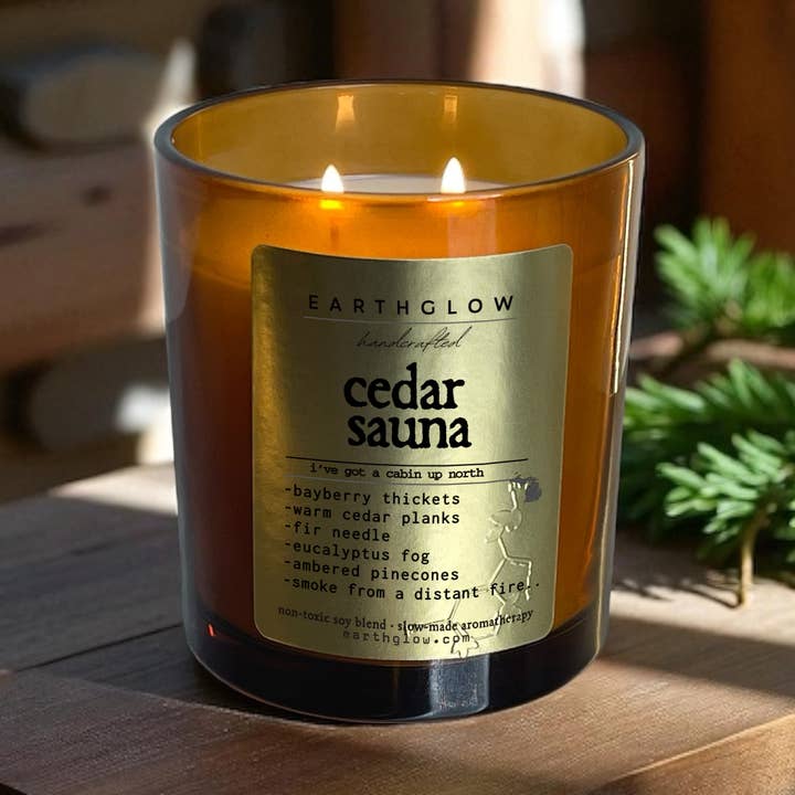 Cedar Sauna | 10.75 oz Natural Soy Blend Candle for wholesale by Earthglow