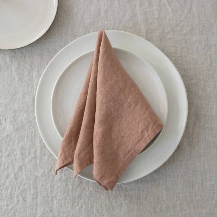 Linen Tales - Wholesale Dinner & Cloth Napkin - Cafe Creme Lightweight Linen Napkins Set of 2