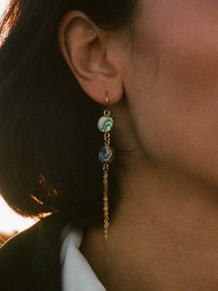 Rowan Double Abalone Earrings for wholesale by Toasted Jewelry