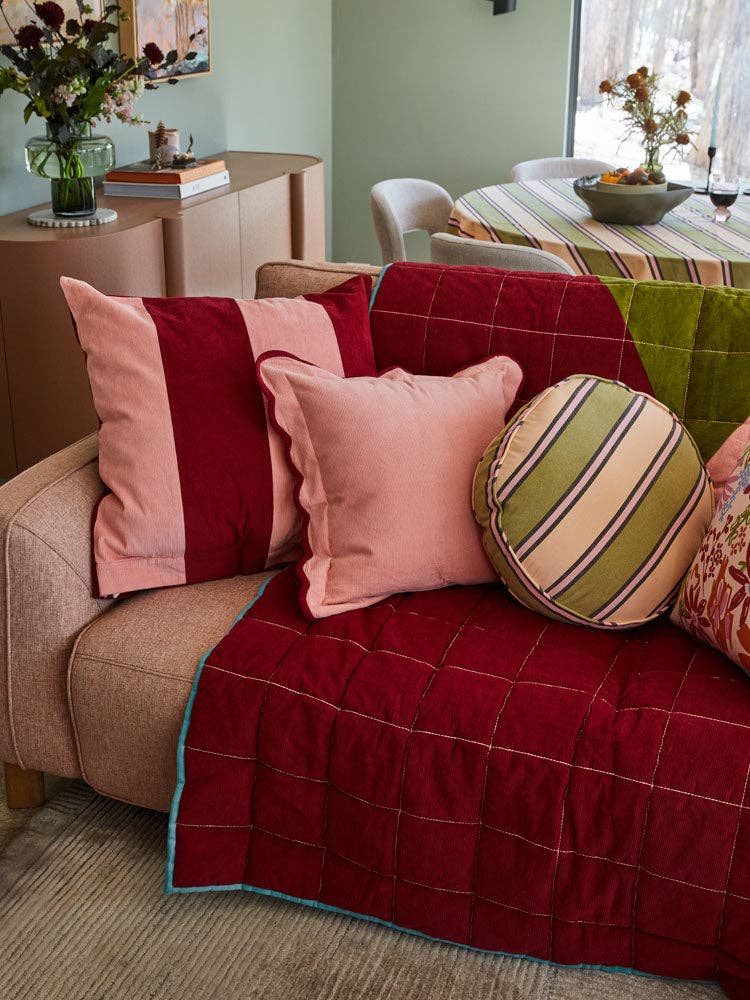 Mosey Me - Wholesale Throw/Decorative Pillow - Corduroy Scalloped Cushion - Peach2