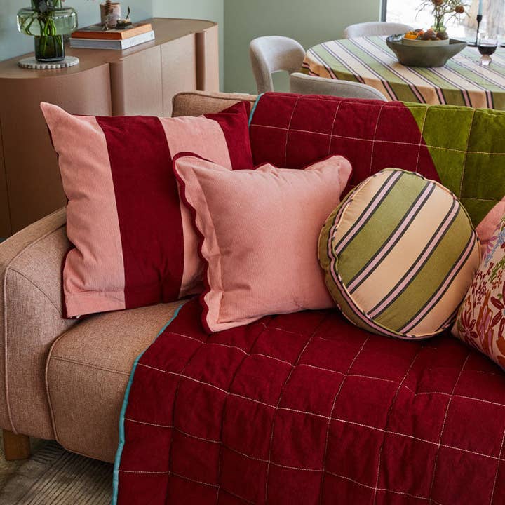 Mosey Me - Wholesale Throw/Decorative Pillow - Corduroy Scalloped Cushion - Peach2