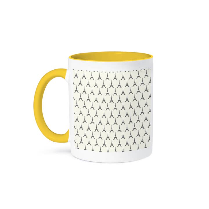 3dRose - Wholesale Coffee Mug - 3dRose, Rows of Gray Eiffel Towers Pattern, Mug