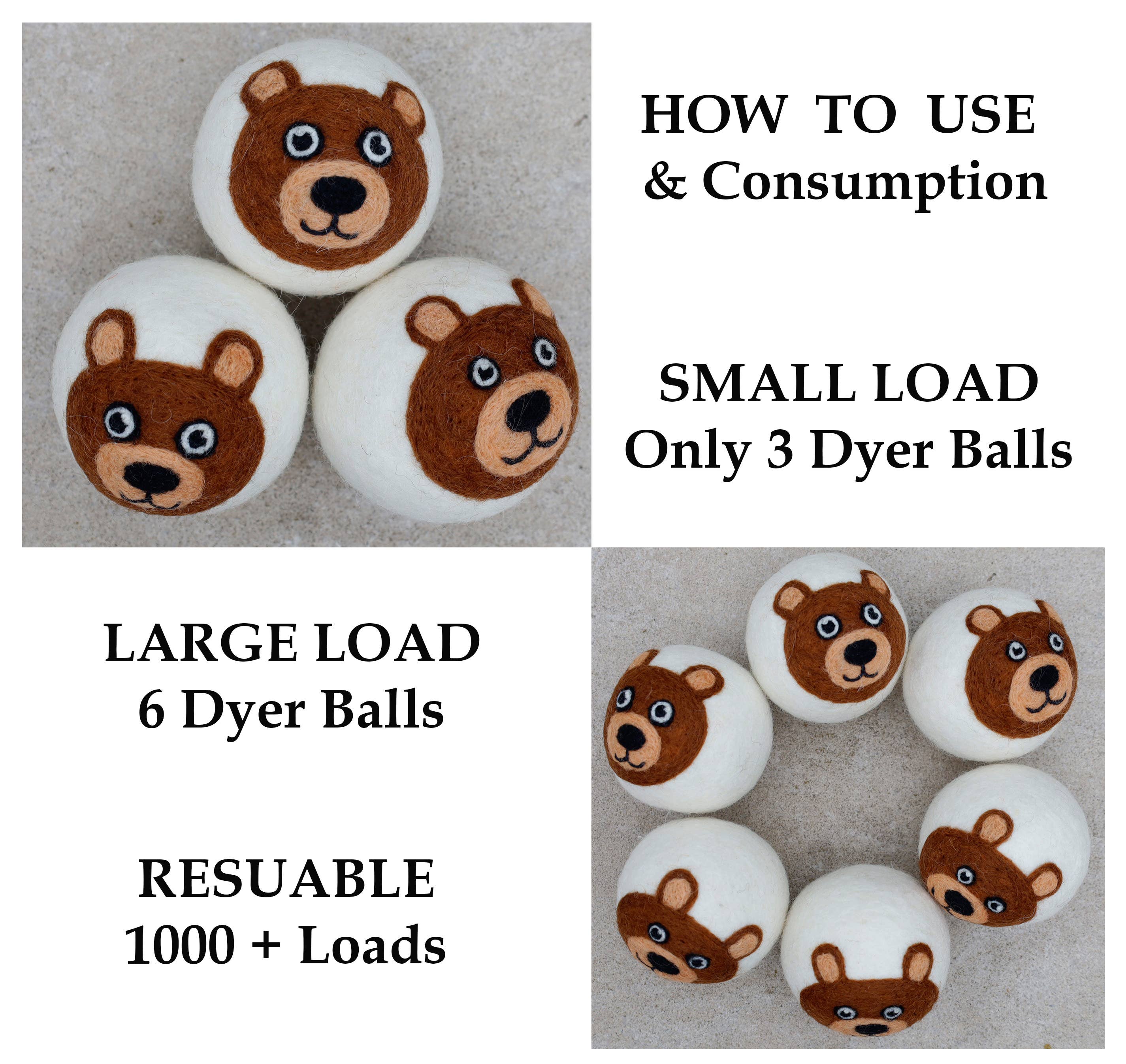 Lungta Imports – wholesale Torktumlarbollar – Torkbollar Filt Extra Large 6 Pk - 100% Ekologisk Ull9