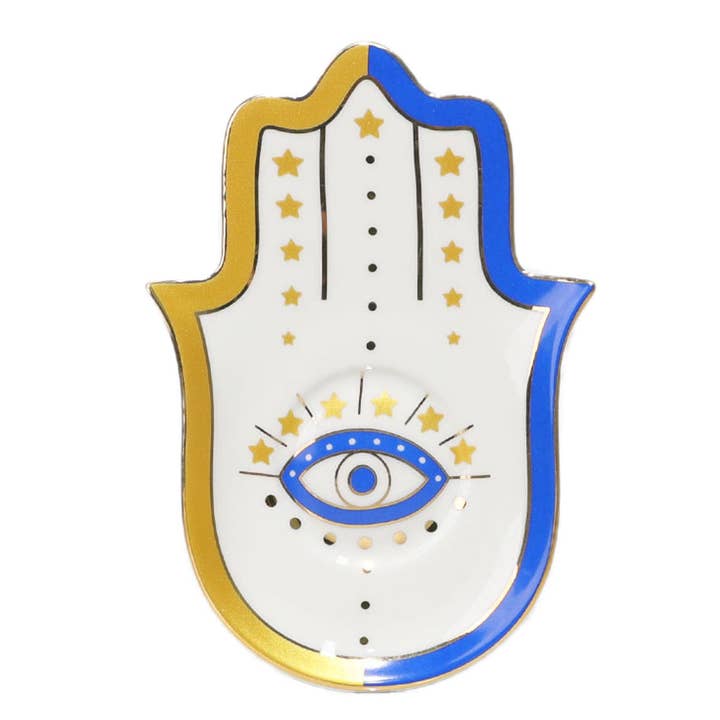 Gypsy Soul - Wholesale Jewelry Dish - Evil Eye-Good Looking Eye Dish - Gold Blue