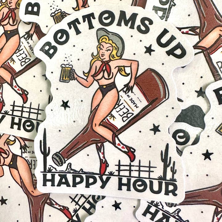 Sticker | Bottoms Up for wholesale by Happy Hour Shades