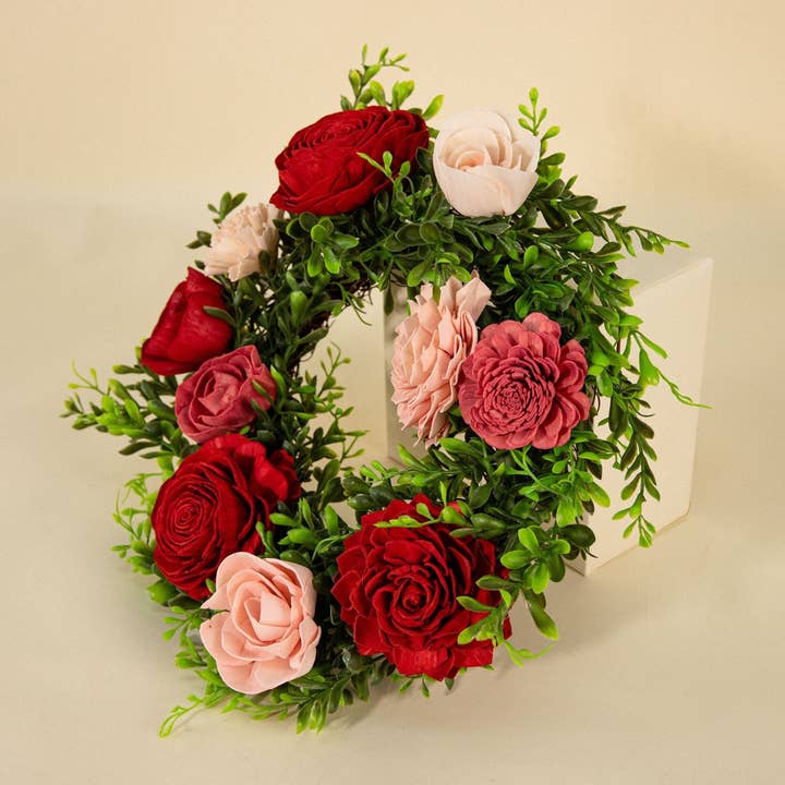 12" Wreath - Rose Glow for wholesale by Sola Wood Flowers