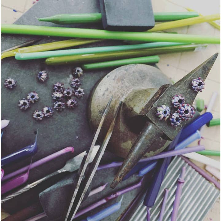 Lavender Beads - Wholesale Stud/Post Earrings - Lavender Bud Studs Handcrafted Glass, Silver Post Earrings9