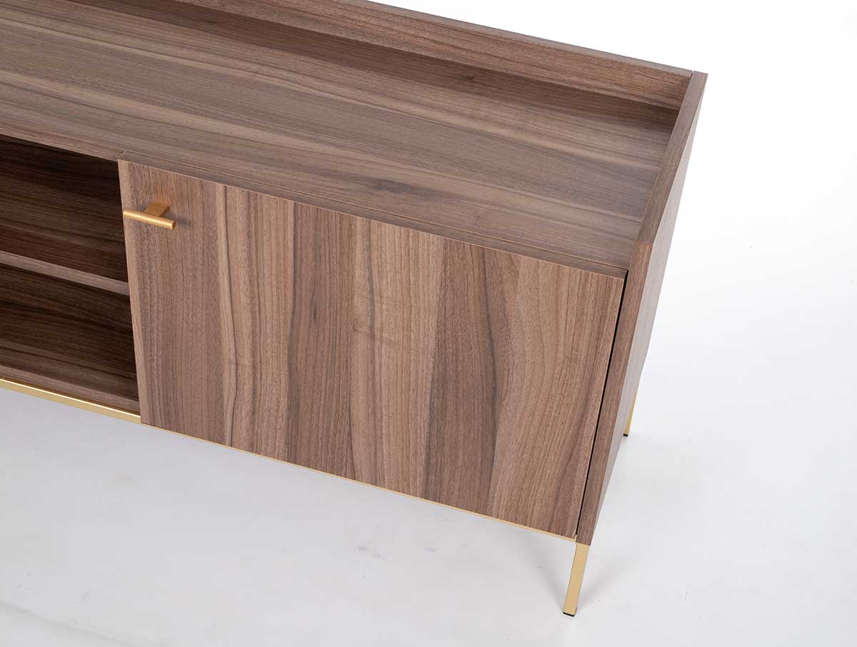 Gdeco - Vente Console - Meuble TV avec 2 portes et 2 compartiments. Mélamine noyer empereur 19 mm4