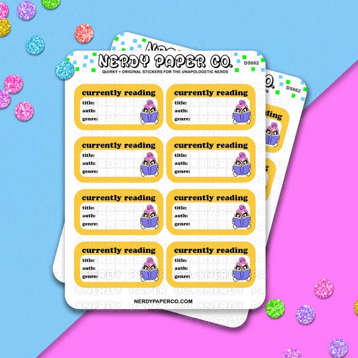 Currently Reading Book Tracker- Hand Drawn Planner Sticker Sheet - DS662 for wholesale by NERDY PAPER CO.