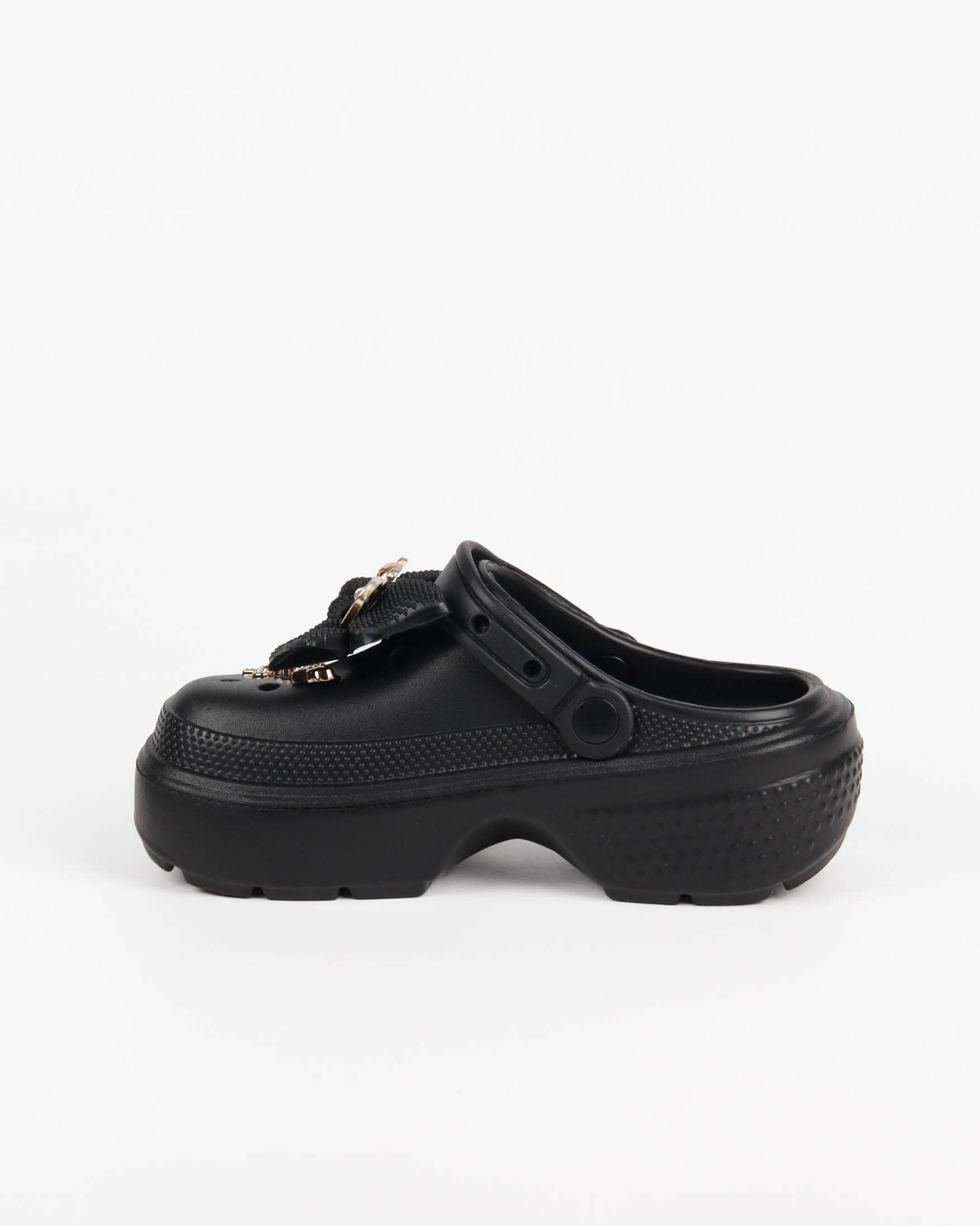 Black Women's Platform Clogs – Chunky Style with Bow and Rhinestones for wholesale on Faire4