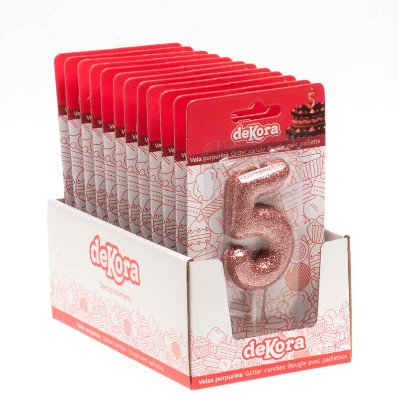 Birthday candle for cakes with pink glitter for wholesale on Faire14