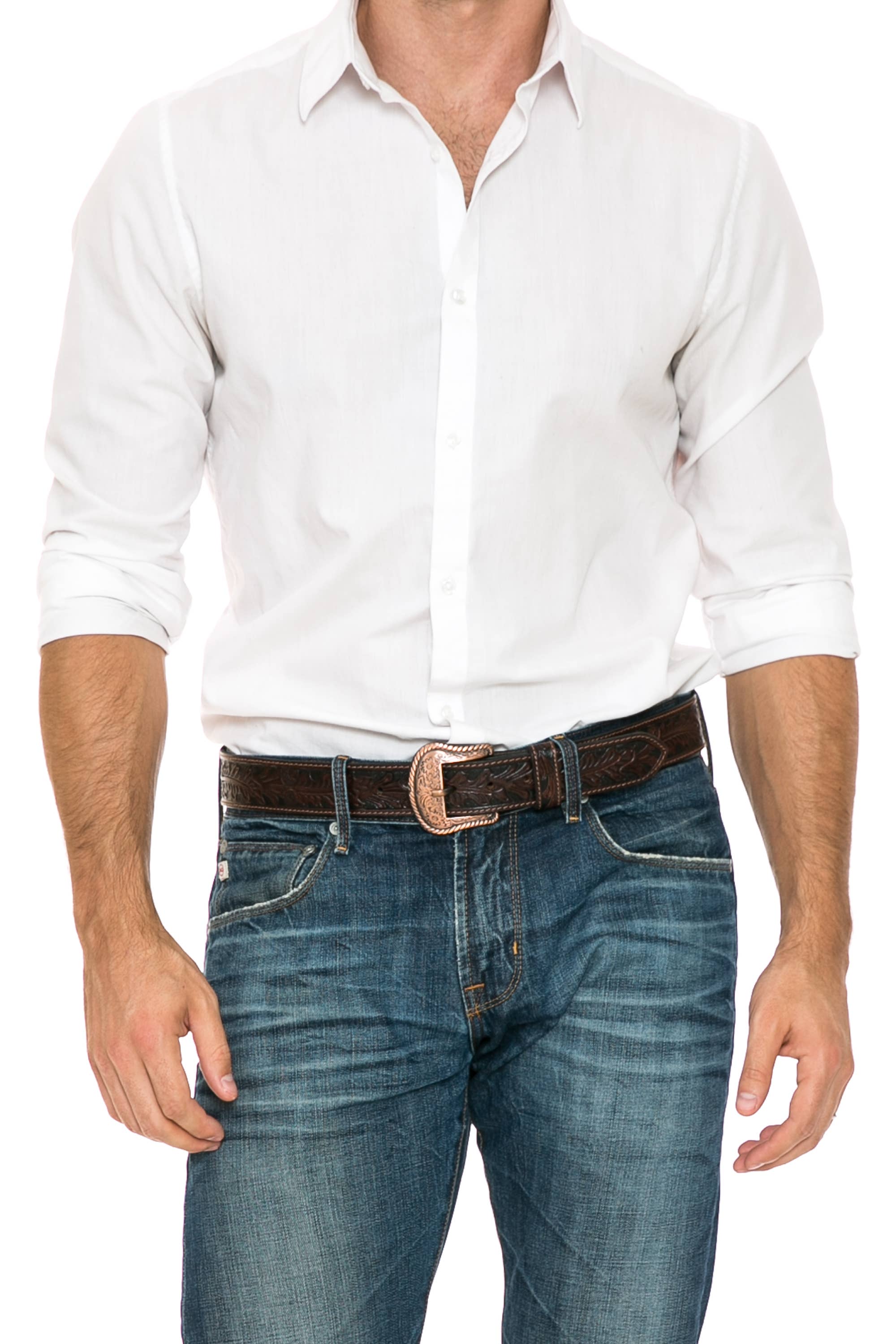 Leather Impressions Inc - Wholesale Belt - Women's - Tooled leather tone on tone adjustable belt ABB 0056