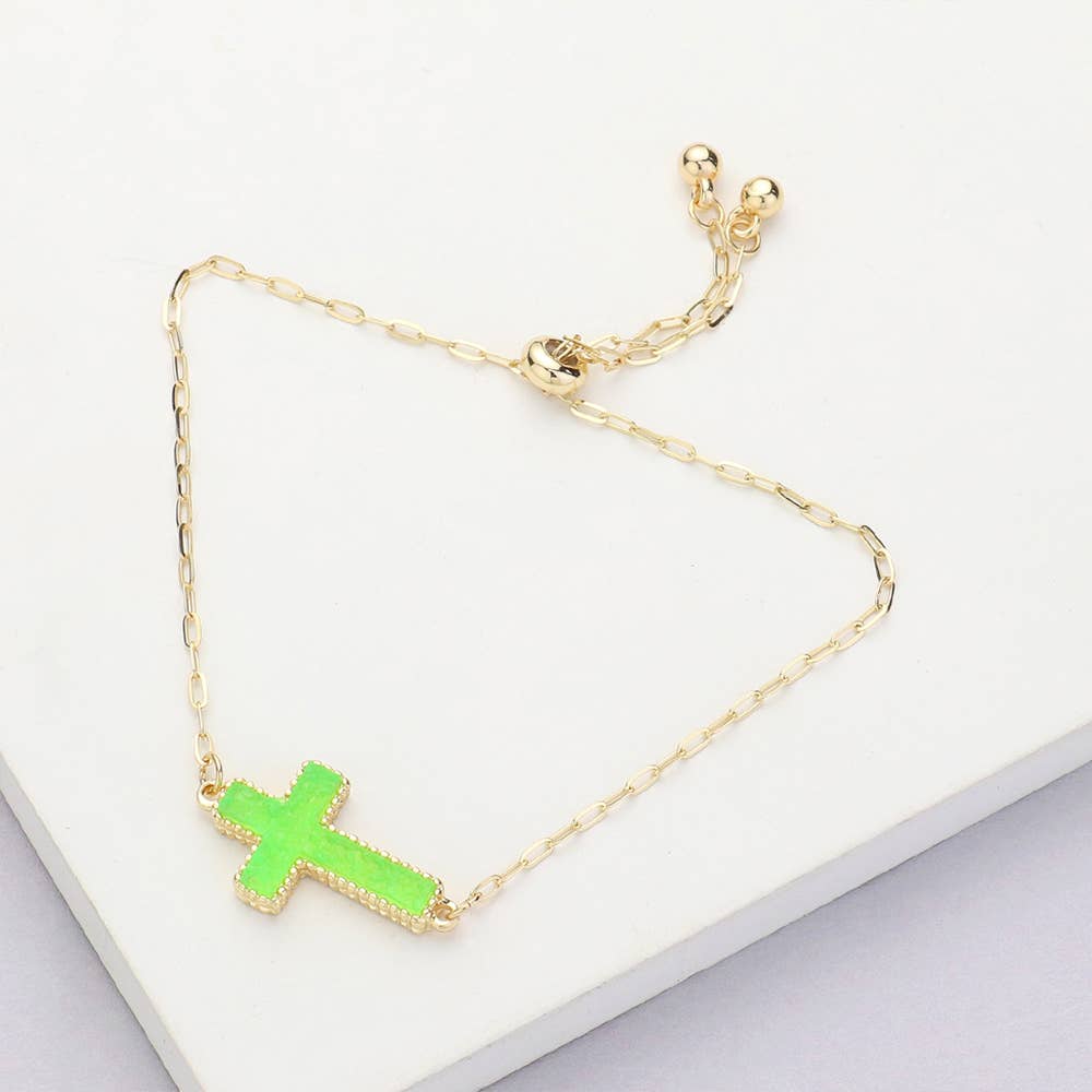 Sensibling Corp. – Pulseira com pendente por atacado – Pulseira Ajustável com Druza Cruz e Fecho de Puxar6