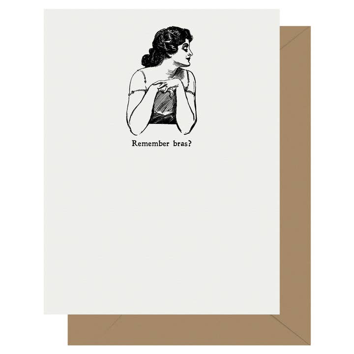 Letterpress Jess - Wholesale Everyday Greeting Card - Gibson Girl Remember Bras? Letterpress Greeting Card