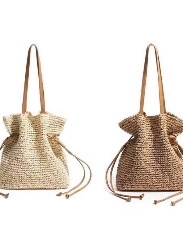 Dragsnöre Stor Kapacitet Halm Axelväska DP25C694 för wholesale av Dipped Shop