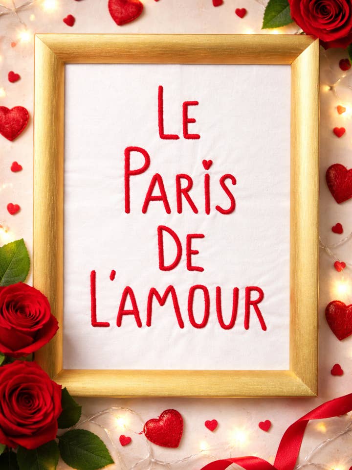 Paris frame in embroidered cotton for wholesale by Un baiser français s'il vous plaît