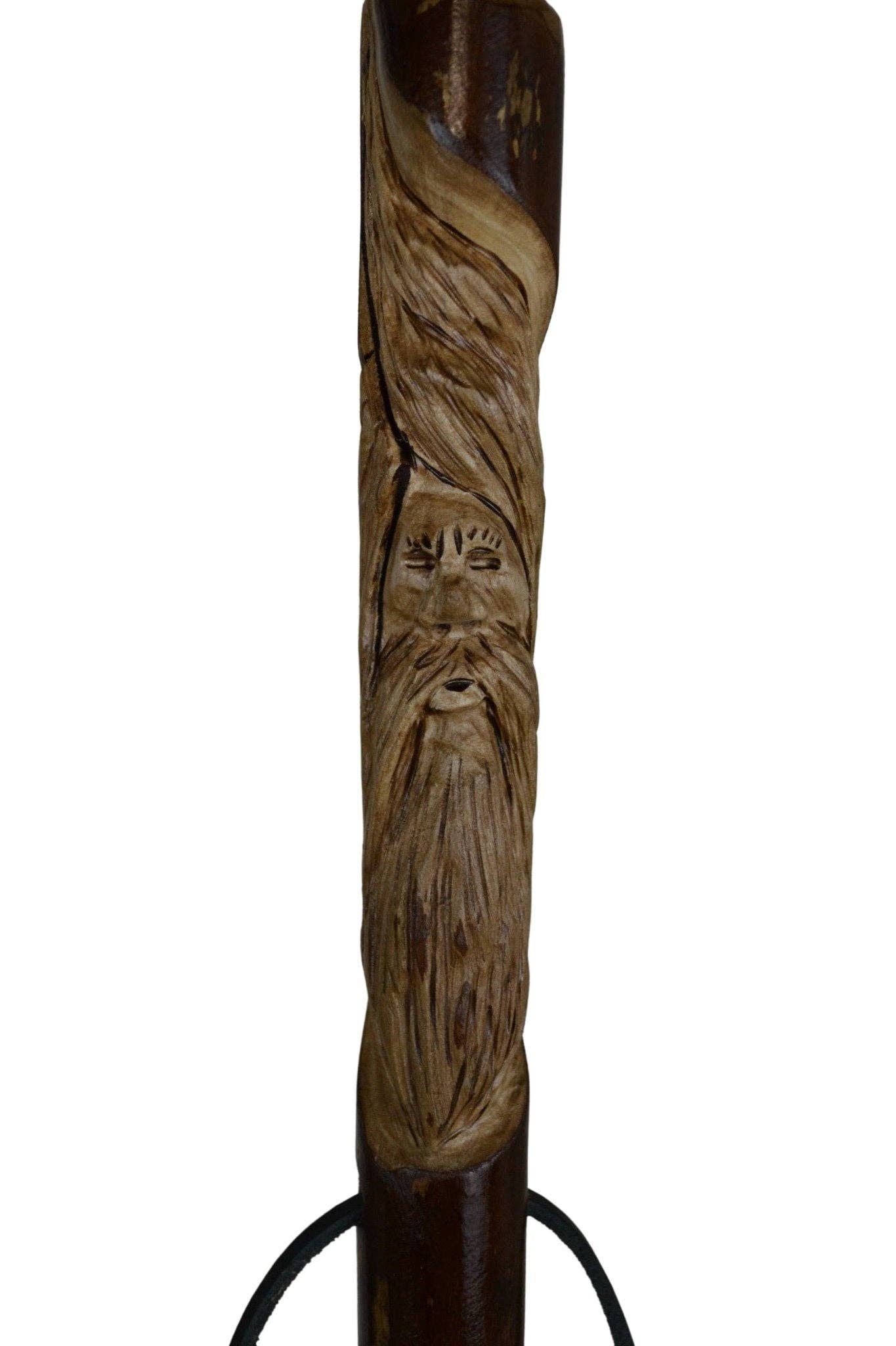 Creation Carvings LLC - Wholesale Fitness Equipment - Dark Wood Walking Stick + Hand Carved Wood Spirit + Made in the USA up to 60"4