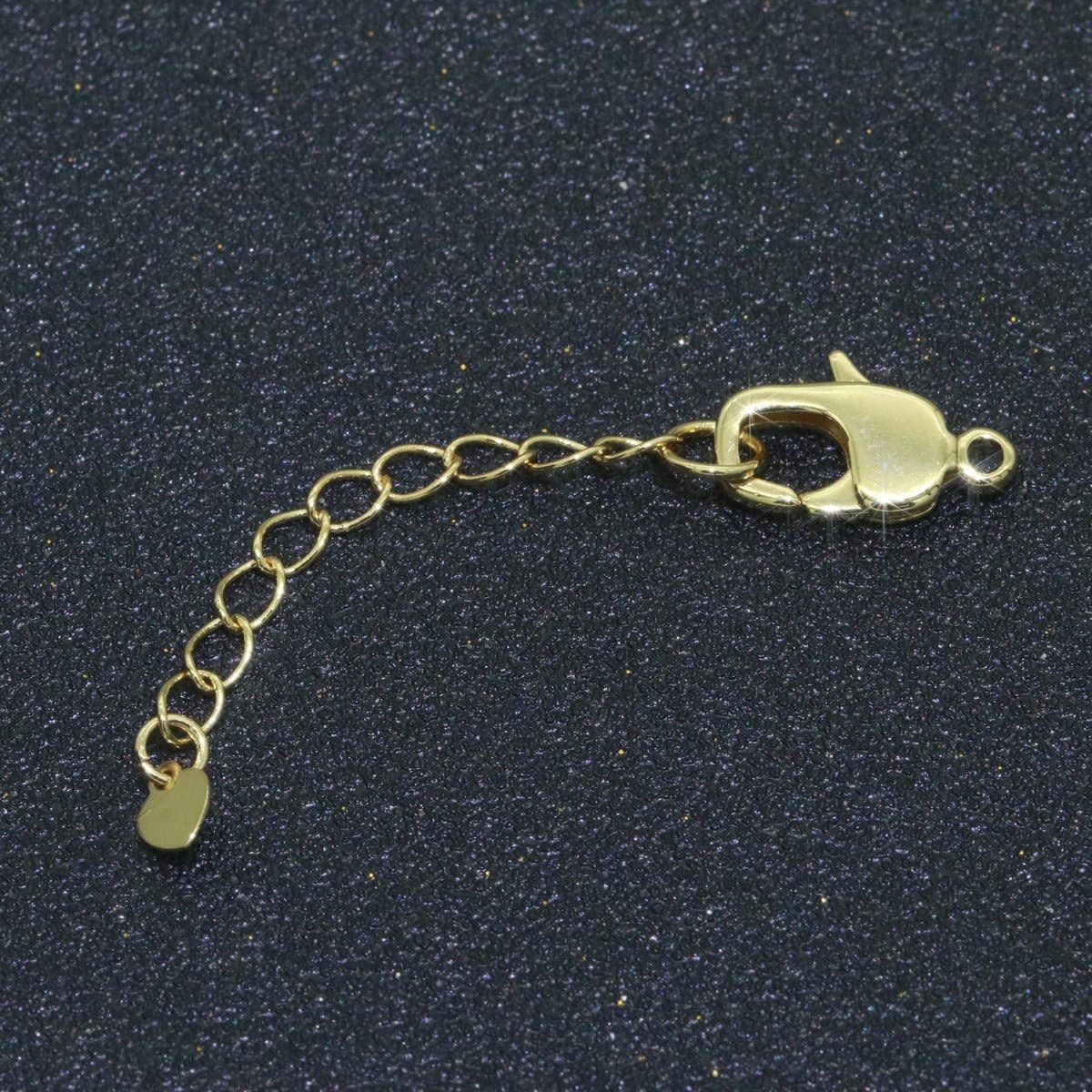 Aim Eternal - Vente Collier maille et chaîne - Rallonge de chaîne plaquée or de 2,5 pouces pour collier, bracelet, composant de fourniture, accessoires, rallonges avec breloque cœur + fermoir mousqueton L-504 L-5050