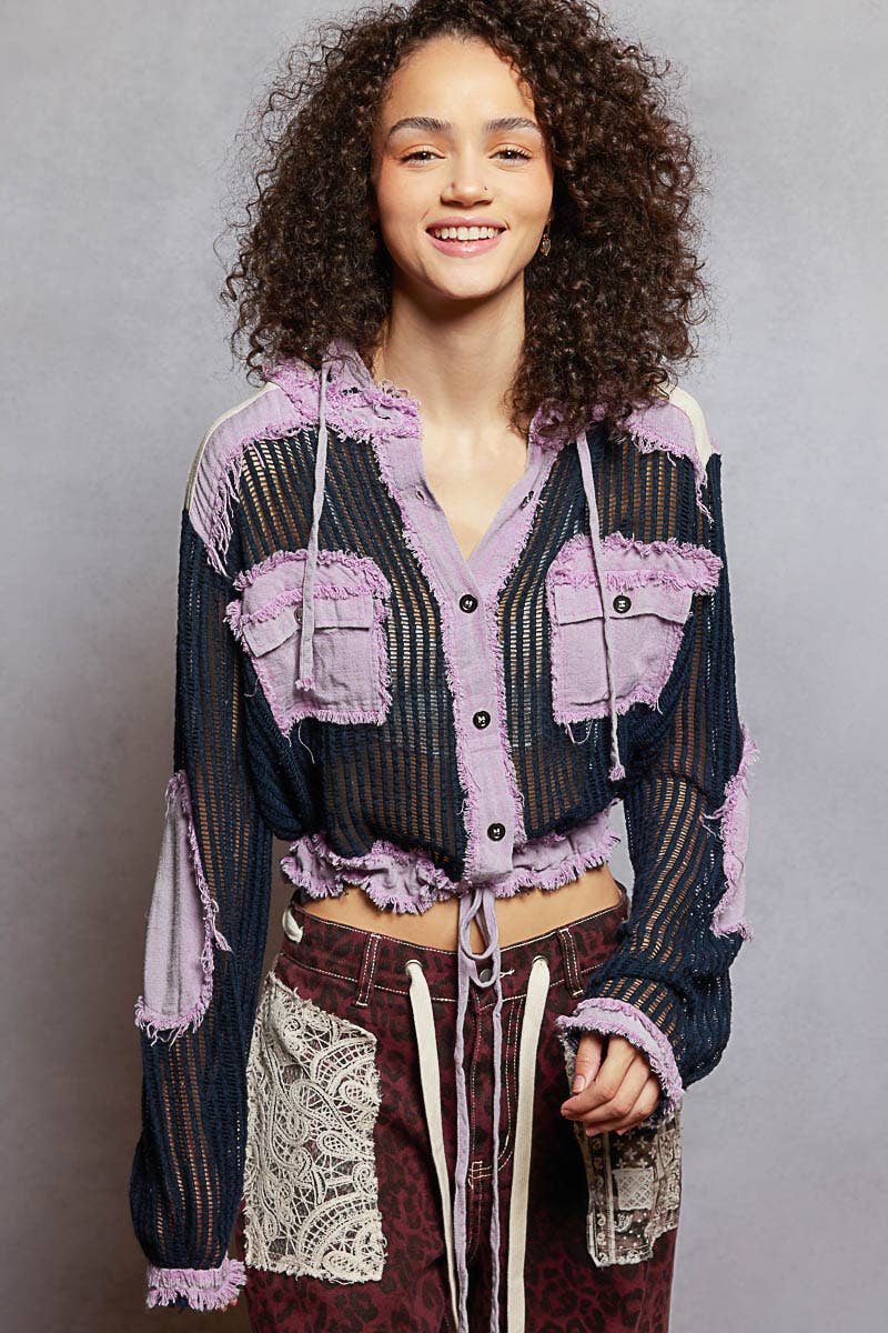 Pol Clothing - Vente Chemise à col boutonné – femme - Vente de chemise à capuche ouverte avec boutons et poches avant.40