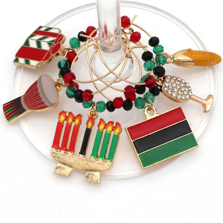 Serendipity - Wholesale Wine Charm - Kwanzaa Wine Charms | Unity, Faith, and Tradition3