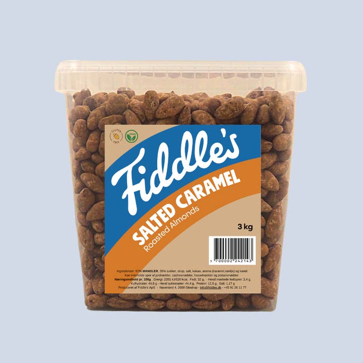 Ristede Mandler - Saltet Karamel 3 KG for wholesale by Fiddle's Snacks