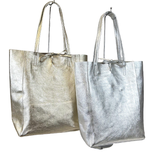 JIJOU CAPRI - Wholesale Tote Bag - Women's - Basic Metallic Leather Tote Bag JIJOU CAPRI0