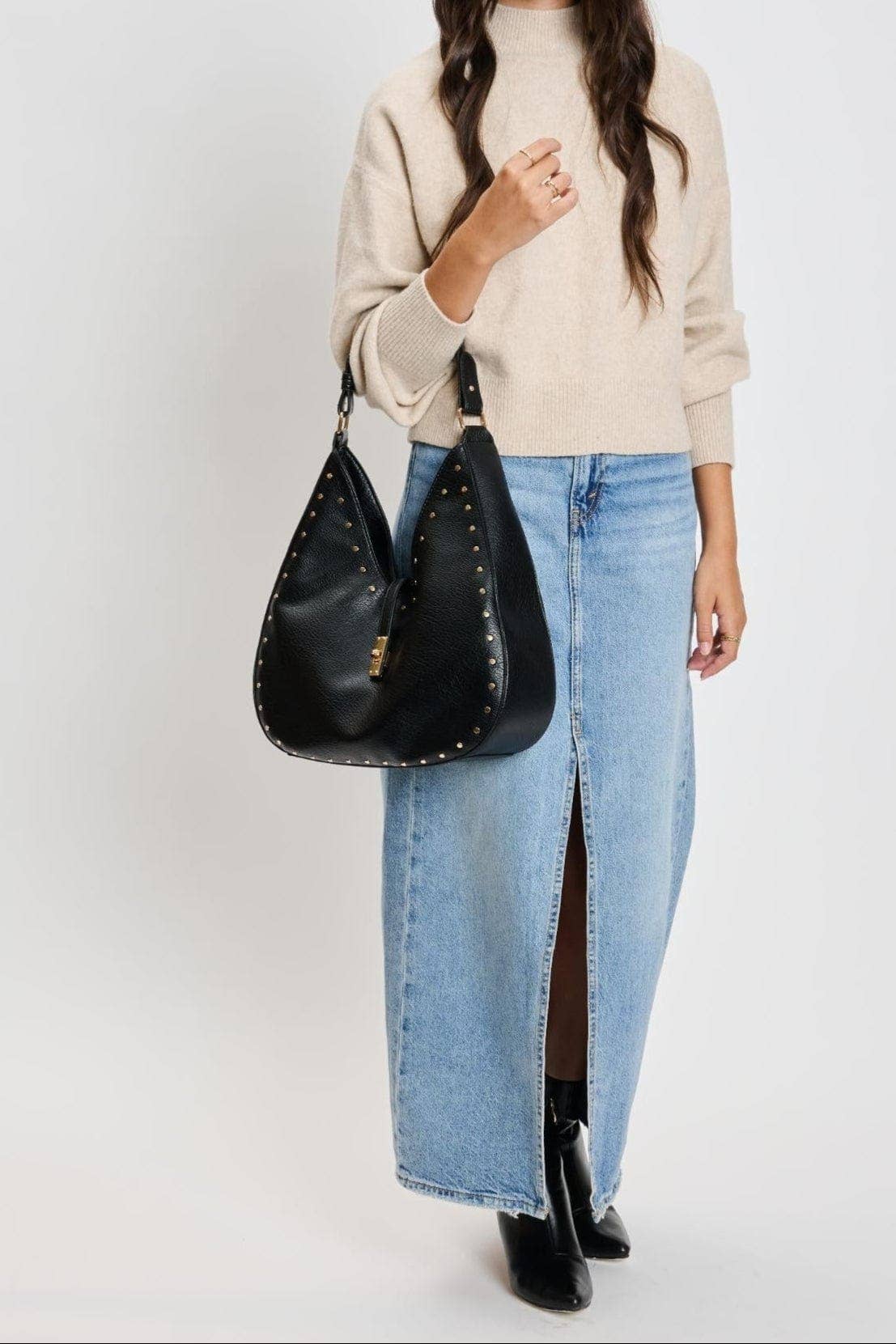 MiMi Wholesale - Vente Sac porté épaule – femme - 35275ML Sac Hobo Clouté Olivia2