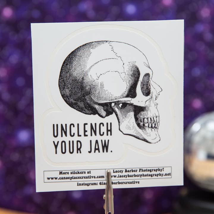 Unclench Your Jaw -Self Care Sticker for Water Bottle/Laptop for wholesale by Canoe Place Creative