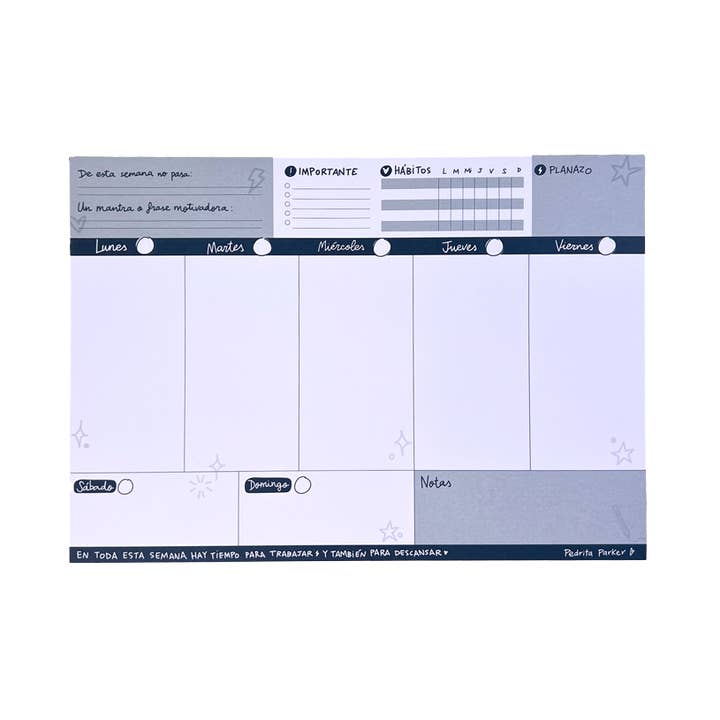 Planificador Semanal de Productividad A4 para venta al por mayor de Pedrita Parker