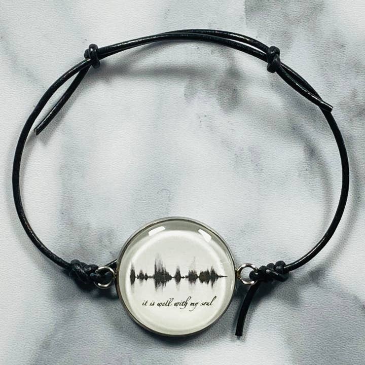 The Soundwave Booth - Wholesale Charm/Dangle Bracelet - Soundwave-It Is Well Leather Christian Charm Bracelet Music