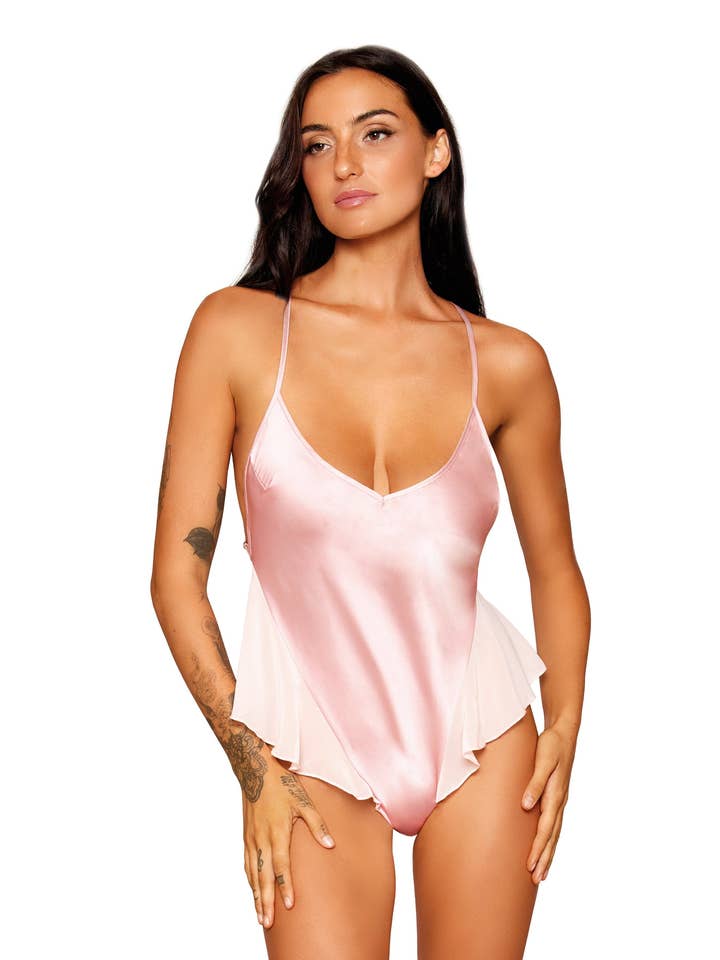 Ensemble peignoir et nounours en satin mat Dreamgirl pour la vente par Dreamgirl International