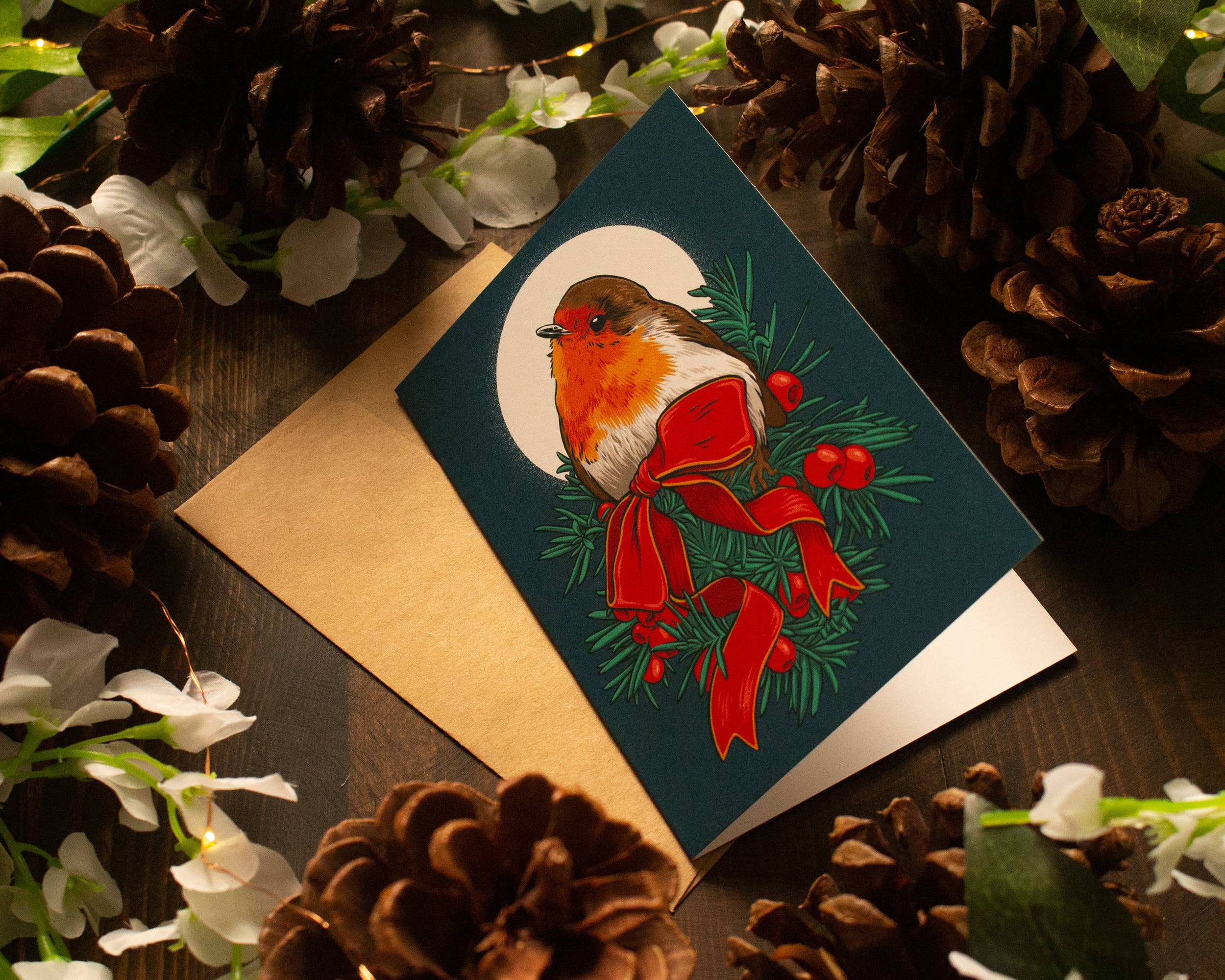 Jenn Sneary Art - Wholesale Season's Greetings Card - Robin Greeting Card2