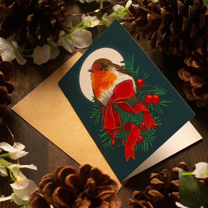 Jenn Sneary Art - Wholesale Season's Greetings Card - Robin Greeting Card2