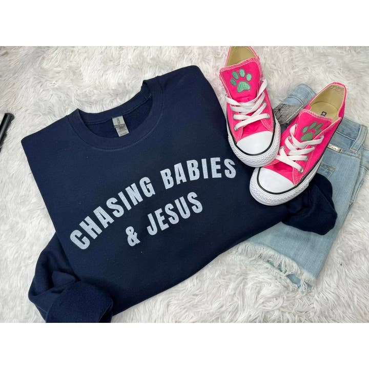 Chasing Babies and Jesus Fleece for wholesale by MidWest Tees