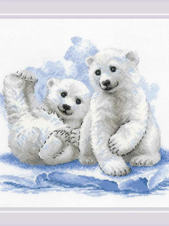 Cross Stitch Kit From Riolis 2043 Bear Cubs On Ice for wholesale by RIOLIS