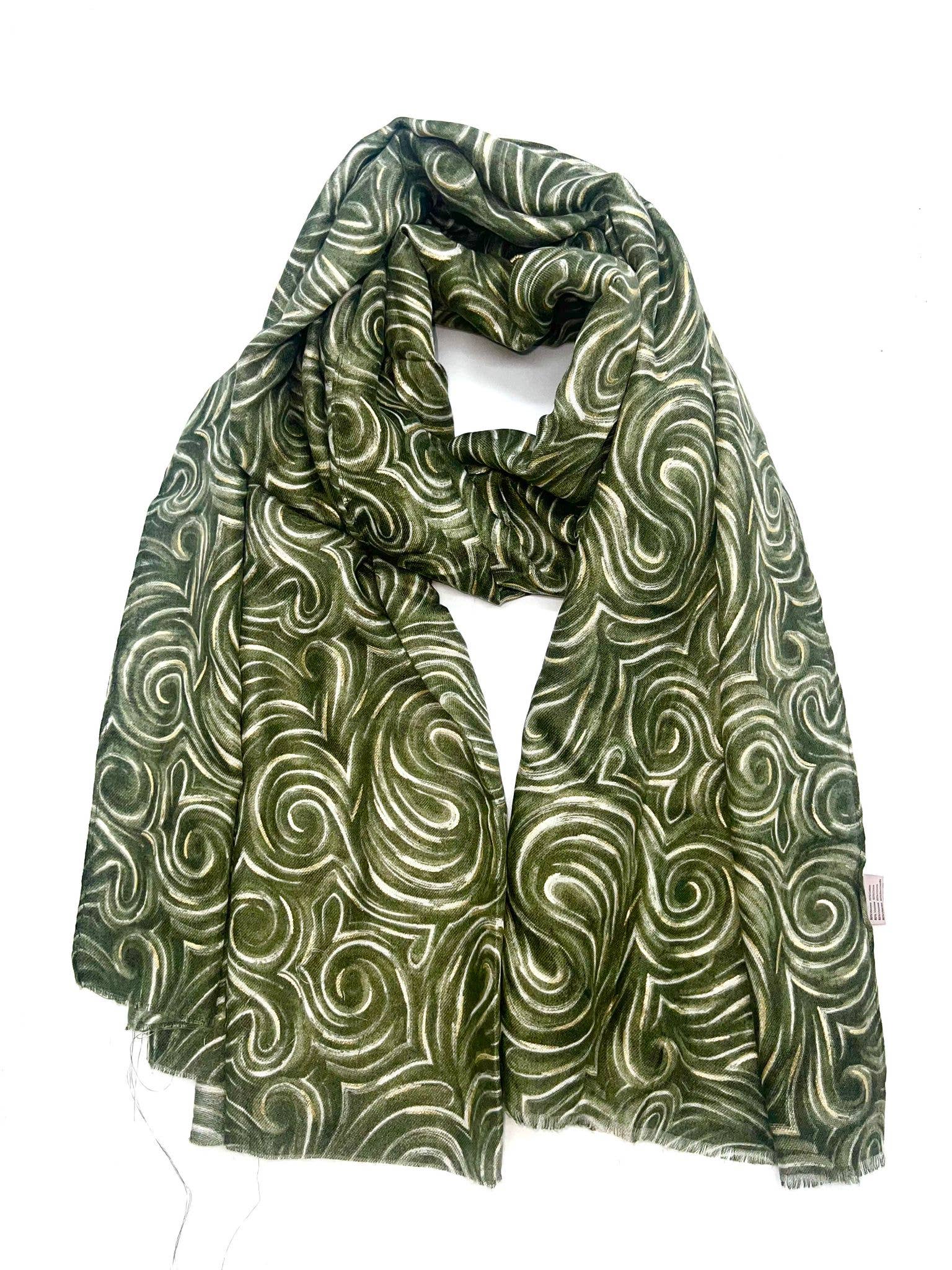 LINETA - Vendita all'ingrosso Sciarpa - Donna - HH-279 Sciarpa stampata motivo a spirale con doratura4