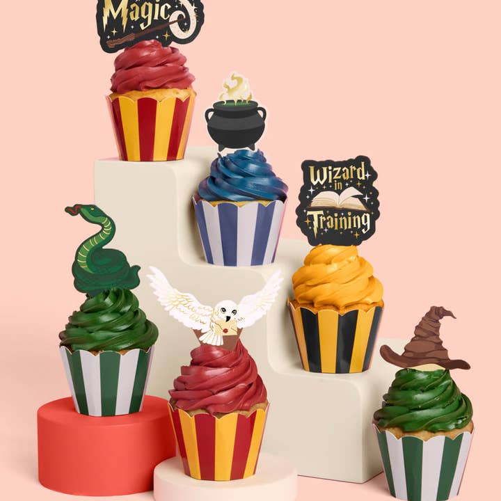 Petit Fetti - Wholesale Cake/Cupcake Topper - Wizard Cupcake Set - 24 sets of liners + toppers0