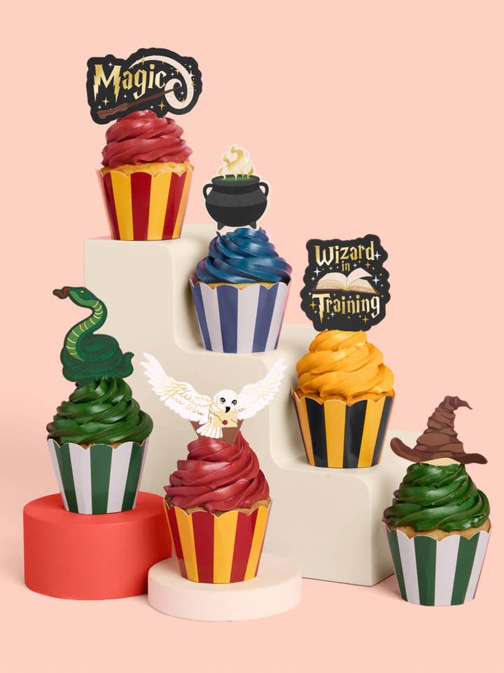 Wizard Cupcake Set - 24 sets of liners + toppers for wholesale by Petit Fetti