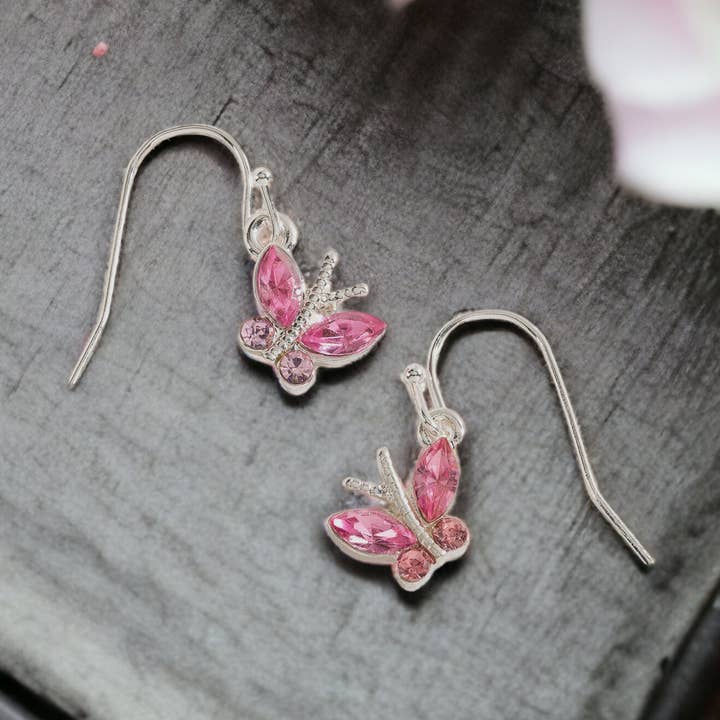 Pink Stone Butterfly Ear Sense Earrings for wholesale by Howard's
