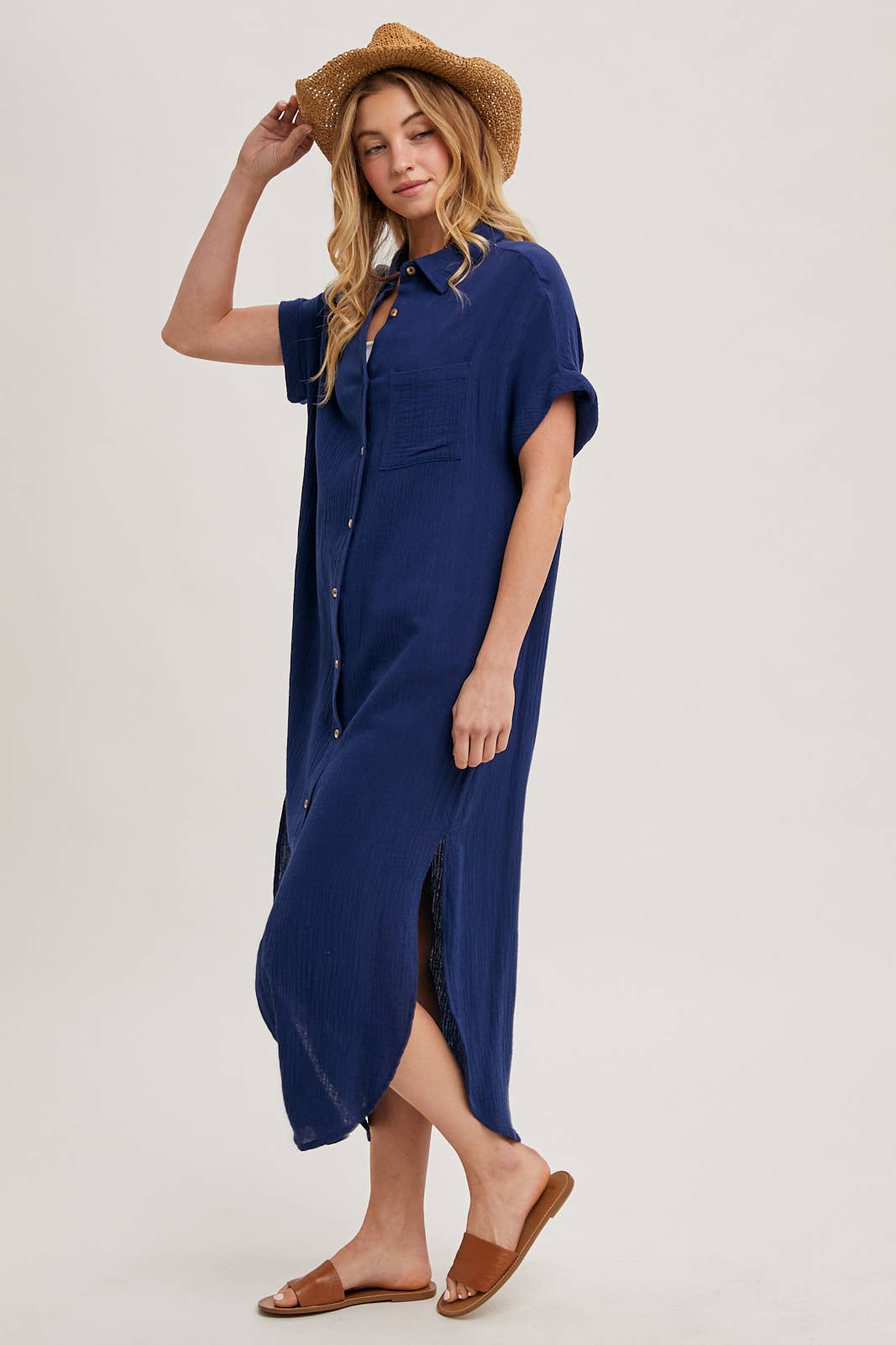Bluivy - Wholesale Dress - Women's - BUTTON UP MAXI SHIRT DRESS WITH POCKET18