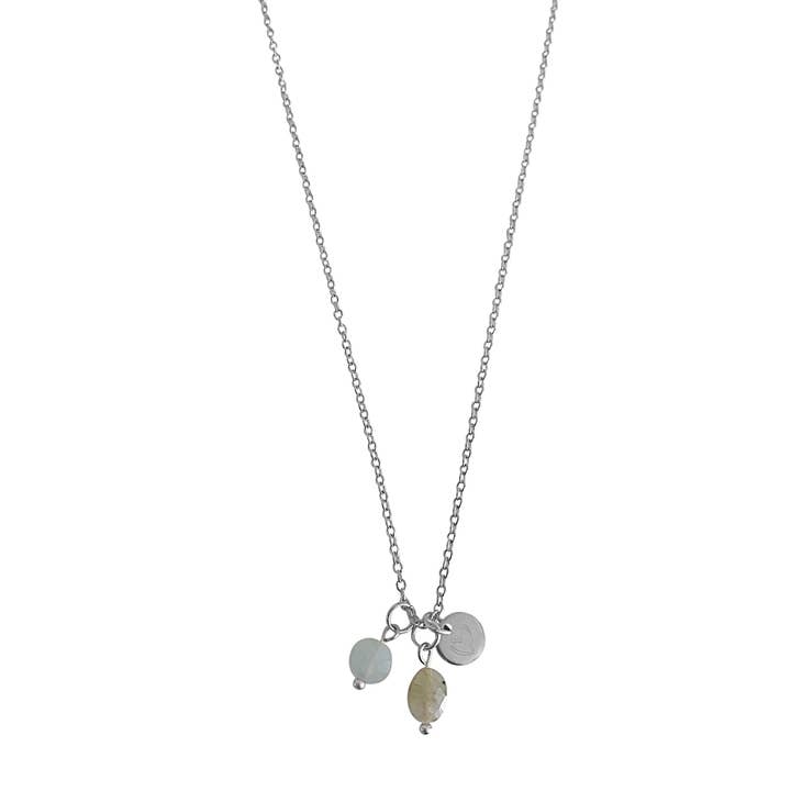Necklace with aquamarine, labradorite and heart - silver for wholesale by Saint Clairmont